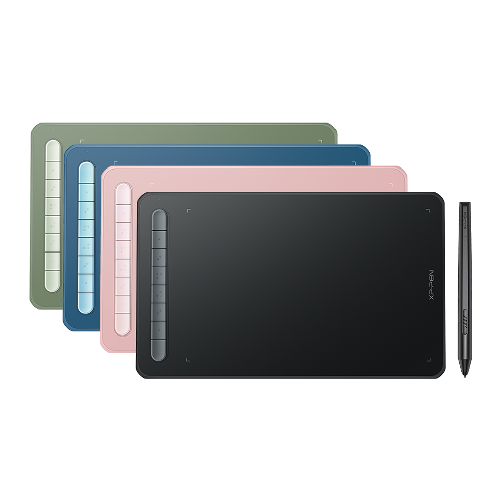 XPPen Deco M drawing tablet with 8 x 5 inches active area, available in four vibrant colors